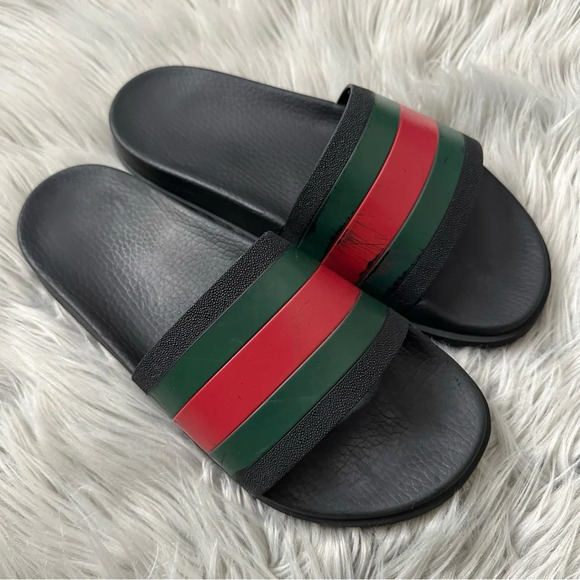 GUCCI Men’s Web Rubber Slide Sandal Size 11 - Picture 4 of 11